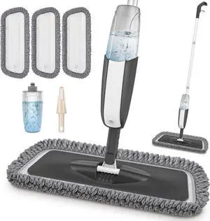 Microfiber Spray Mop for Floor Cleaning - MANGOTIME Floor Mop Dry Wet Mop for Hardwood Laminate Tile Wood Floor Cleaning Kitchen Dust Mop with 3 Washable Pads 1 Refillable Bottle 1 Scraper