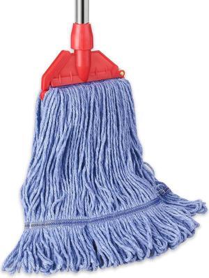 Commercial Mop with 60" Mop Handle, Heavy Duty Industrial Cotton Mops for Floor Cleaning, Looped-End String Wet Mop for Home, Kitchen, Garage, Office, Workshop, Warehouse Concrete/Tile Floor