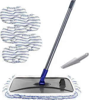 Masthome Microfiber Mop,Large Surface Flat Mop with 5 Reusable Pads,Hardwood Floor Mops for Dry and Wet Use,Microfiber Mops for Floor Cleaning-1 Cleaning Scraper Included