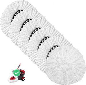 6 Pack Spin Mop Replacement Heads Compatible with OCeda EasyWring 1-Tank System, Mop Replace Head Refills, Microfiber Spin Mop Refills, Easy Cleaning Mop Head Replacements(Not for 2-Tank)