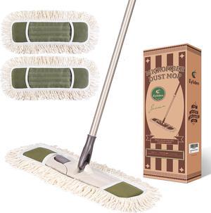Eyliden Dust Mop with Reusable Washable Pads - One Touch Replacement, Height Adjustable Handle, Total 2 Mop Cloths, Wet Dry Mops for Floor Cleaning, Hardwood, Laminate, Tile Floor Push Dust Broom