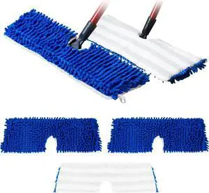Houseables Flip Mop Refills, Replacement Pads, 18 x6 Inch, 3 Pack, White, Blue, Dual-Action Microfiber Head Floor Mops, Dry/Wet, Machine Washable, Double Sided Flat Sponge, All Surface Cleaning Houseables Flip Mop Refills, Replacement Pads, 18 x6 Inch, 3 Pack, White, Blue, Dual-Action Microfiber Head Floor Mops, Dry/Wet, Machine Washable, Double Sided Flat Sponge, All Surface Cleaning