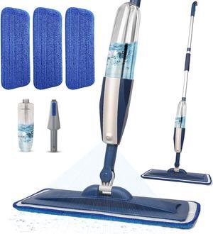 Mops for Floor Cleaning Wet Spray Mop with Refillable Spray Bottle and 3 Washable Microfiber Pads Home or Commercial Use Dry Wet Flat Mop for Hardwood Laminate Wood Ceramic, Blue