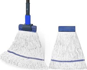 Heavy Duty Commercial Mop Industrial Cotton Mop with Extra Replacement Mop Head,Looped-End String Wet Mop for Floor Cleaning, Long Handle Janitorial Mop for Home,Garage,Office,Workshop, Warehouse