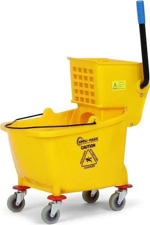 Simpli-Magic 79358 Commercial Mop Bucket with Side Press Wringer, 26 Quart, 14.75"L x 12.95"W x 19.95"H, Yellow