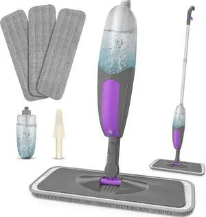Spray Mops for Floor Cleaning - HOMSIER Microfiber Floor Mop Wet Dry with 3 Washable Pads 550ML Refillable Bottle for Hardwood Wood Laminate Tile Marble Kitchen Home Hard Floors