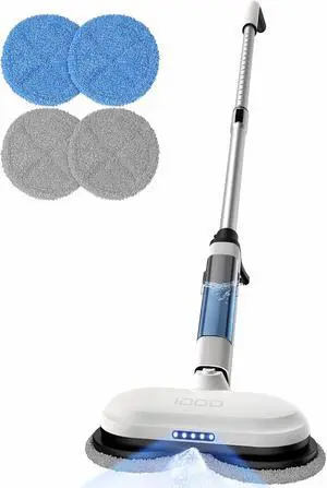 iDOO Electric Mop, Upgraded Floor Scrubber Electric Spin Mop with LED Headlight, Rechargeable Dust Mop Cordless Dual-Motor Hardwood Floor Mop Spray Mop Clean up to 2350 ft², 46dB Quiet Clean & Waxing