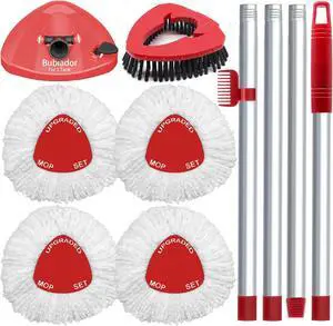4 Spin Mop Head Replace for EasyWring 1 Tank, Upgraded Scrub Brush and Mop Base, 30"-58" Handle, Microfiber Replacement Head Refills, Easy to Install and Remove Mop Attachments Parts 4 Spin Mop Head Replace for EasyWring 1 Tank, Upgraded Scrub Brush and Mop Base, 30"-58" Handle, Microfiber Replacement Head Refills, Easy to Install and Remove Mop Attachments Parts
