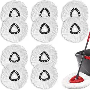 10 PCS Spin Mop Replacement Head,100% Microfiber Mop Refills Head Compatible with Triangle Spin Mop, 360 Degree Micro Spinning Mop Replace Head for Easy House Cleaning Floor Mopping
