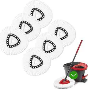 [ 6 Pack ]Mop Heads Replacements, Spin Mop Replacement Head Deep Cleaning Machine Washable and Easy-to-Replace,Spin Mop Refill Replacement Head 100% Microfiber,Mop Head for O-Ceda EasyWrin(White)