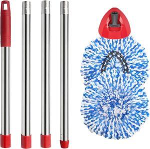2 Spin Mop Head Replacement, 1 Base, 1 Mop Handle (30-58in) Combo Mop Set Compatible with OCedar EasyWring RinseClean Microfiber Mop (Blue (2-Tank System))