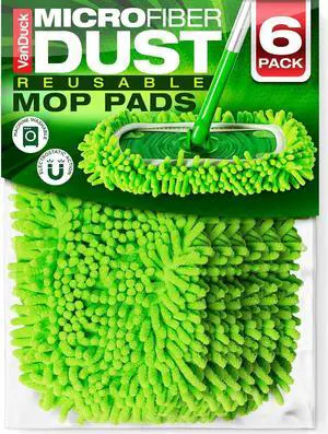 VanDuck Dust Mop Refill Compatible with Swiffer Sweeper (6 Pack) - Microfiber Pet Heavy Duty Dry Cloth Refills - Reusable Mop Pad (Handle is Not Included)