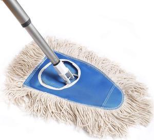 Fuller Brush Dry Mop - Washable Cotton Mop Head with Adjustable Handle - Removes Dust and Dirt from Surfaces and Hard to Reach Areas Doubles as Dusting Mitt Perfect for Home Use