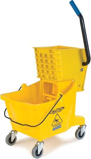 Carlisle FoodService Products Mop Bucket with Side-Press Wringer for Floor Cleaning, Restaurants, Offices, And Janitorial Use, Polyproylene, 26 Quarts, Yellow