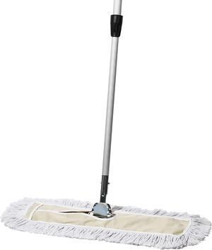 Commercial Dust Mop & Floor Sweeper, 24 in. Dust Mop for Hardwood Floors, Cotton Reusable Dust Mop Head, Extendable Mop Handle, Industrial Dry Mop for Floor Cleaning & Janitorial Supplies