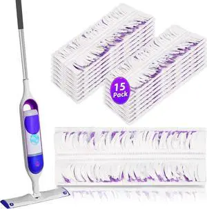 Disposable Mopping Pads Refills for PowerMop Multi-Surface Mop and PowerMop Wood Mop (Purple-15 Pack)