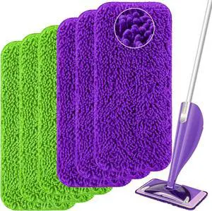 Reusable Mop Pads Compatible with Swiffer Wet Jet Mop, Wet Jet Pads Refills Microfiber Mop Pads Wet & Dry Use Mop Replacement Pad for Swiffer Wetjet Cleaning Supplies-6 Pack