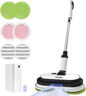 Cordless Electric Mop, Floor Cleaner with LED Headlight & Water Sprayer, Up to 60 mins Detachable Battery, Dual-Motor Powerful Spin Mop with 300ML Water Tank for Multi-Surface, Self-Propelled