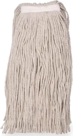 SPARTA Flo-Pac Cotton Mop Head, Cut-End, Narrow Band with White Band for Organized Cleaning, 36 Inches, Tan, (Pack of 12)