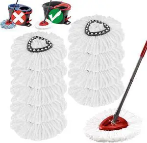 10Pack Spin Mop Replacement Heads, Microfiber Spin Mop Refills for EasyWrin 1-Tank System, 360° Microfiber Replacement Mop Head, Machine Washable Mop Replace Head for Easy Floor Cleaning
