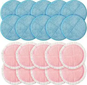 Irenare 20 Pack Electric Mop Pads Spin Replacement 7.28 Inch Round Mop Pads for Floor Cleaning Spin Replacement Mop Pads for Electric Mop Home Kitchen Floor Cleaning, Pink and Blue