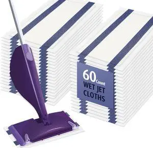 AIR U+ Disposable Mop Pad Refills for Swiffer Wet Jet Mops, Thickned and Absorbent Wet Pads Refill, 60 Count