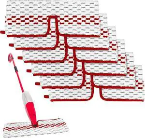 Spray Mop Pads Compatible with Promist Max - Reusable Mop Refills for Oceda Promist Max, Microfiber Double Sided Usable Dry Wet Floor Cleaning (6 Pack Red)
