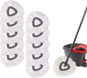10-Pack Spin Mop Replacement Heads, Accoladesound 100% Microfiber Mop Refill Heads, Mop Replacement Heads for Spin Mop,White