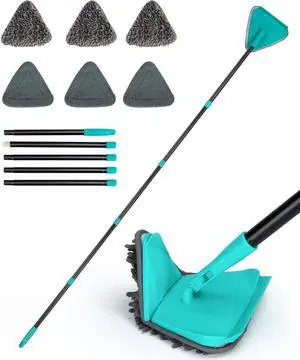MAVRIZ Wall Mop with 80" Long Handle Baseboard Cleaner Tool with 6 Replacement Microfiber Chenille Pads 360° rotatable Wall Cleaner Mop for Ceiling Window Floor