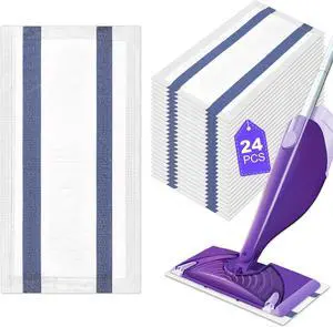 Mop Pads Refills for Swiffer Wet Jet Spray Mops Disposable Replacement Mopping Pads, Wood Floor Cleaning Cloths, Thickness & Absorbent (24 Pack White)