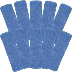 18 Inch Microfiber Spray Mop Replacement Heads Compatible with Bona, Washable Reusable Flat Mop Head Spray Mop Pads Microfiber Cleaning Pads for Wet/Dry Mops - Blue (10 Pack)