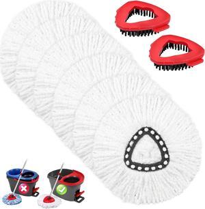 Mop Replacement Heads 6 Pcs & 2 Scrub Brushes Combo for Ocedar Easywring 1-Tank System,Microfiber Spin Mop Replacement Head,Machine Washable for Bathroom,Kitchen,Tub and Tile Cleaning