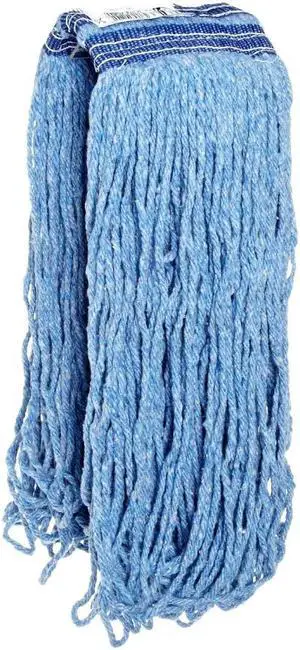 Rubbermaid Commercial Products Universal Blend Mop, 24-Ounce, Blue Headband, Heavy Duty Industrial Wet Mop For Floor Cleaning Office/School/Stadium/Lobby/Restaurant, Pack of 12