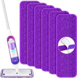 6 Pack Reusable Mop Pads Compatible with Swiffer Powermop, Papclean Power Mop Refills Microfiber Power Mop Mopping Pads for Powermop Multi-Surface & Wood Mop Kit All Types of Floor Cleaning, Purple