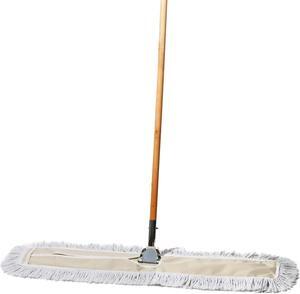 Commercial Dust Mop & Floor Sweeper, 36 in. Dust Mop for Hardwood Floors, Cotton Reusable Dust Mop Head, Wooden Broom Handle, Industrial Dry Mop for Floor Cleaning & Janitorial Supplies
