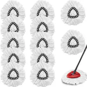 12Pack Spin Mop Replacement Heads,100% Microfiber Mop Head Replacement Compatible with Triangle Spin Mop, 360 Degree Spin Mop Refill for Easy House Cleaning Floor Mopping