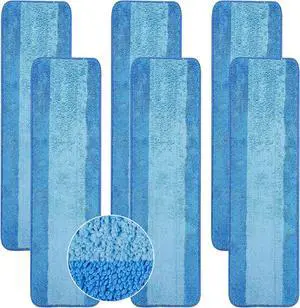 6 Pack Microfiber Cleaning Pads are Compatible with Bona Mop,18 Inch Replaceable Mop Pad Refill,Washable & Reusable Blue Microfiber Mop Pads for Hardwood and Hard-Surface Floors