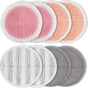 Electric Mop Pads 6.5 inch: G700 & P700 Pink Spin Mop Replacement Pads Cordless Electric Mops for Floor Cleaning Scrubber Microfiber Round Scrub 8 Pack