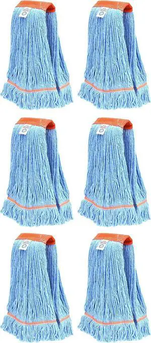 Nine Forty 6-Pack Industrial and Commercial-Grade Looped End Wet Mop Head Refill - Heavy Duty 20 Inch 4-Ply Premium Synthetic Yarn - for Optimal Absorption and Durability - Blue (6 Pack, Large)