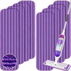Reusable Mop Refills Pads for Swiffer PowerMop, 8 Pack Power Mop Refill Pads Microfiber Power Mop Pads Washable 15 Wet Pads Mopping Cloths for Multi-Surface & All Types of Floors, Purple