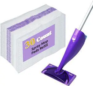 Disposable Mop Pad Refills for Swiffer Wet Jet Mops Spray Wet Pads Refill Hardwood and Floor Spray Mop Bads 30 Count