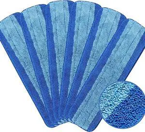 6 Pack Microfiber Mop Pads, 18 Inch Reusable & Washable Cleaning Replacements Pads for Bona Spray Mop, Blue