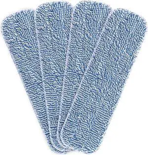 Replacement Microfiber Floor Cleaning Pads - 18''x5'' Dust Mop Refill Sweeping Pad Compatible with Bona Mop, Reusable Dry Mop Head Fits 17 to 18 Flat Mop - 4 Pack