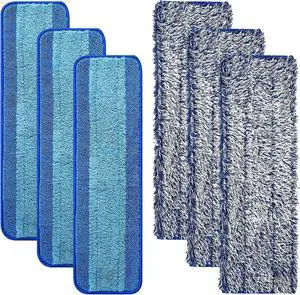 6 Pack Mop Pads for Bona Family of Mops, 3 Microfiber Cleaning Pad + 3 Microfiber Dusting Pad, Reusable Mop Refill Replacement Head for Dry and Wet Floor Cleaning