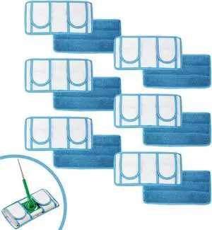 Microfiber Reusable Mop Pad | Durable Machine Washable Mop Pads | Reusable Floor Mop Pad | Swiffer Compatible Dry Mop Pads (6 Pack)