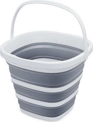 Collapsible Bucket Mop Bucket 2.6 Gallon(10L) for House Cleaning, Travel, and More - Lightweight, Foldable, and Portable for Outdoor Adventures(1,Grey-Square)