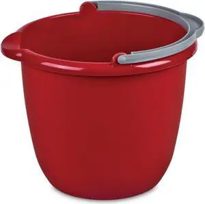 Sterilite 10 Qt Spout Pail with Handle, Bucket for Household Cleaning, Washing The Car, and Mopping, Spout to Easily Pour Water, Red, 24-Pack