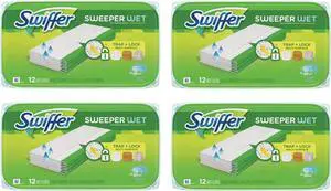 Sweeper Wet Mopping Pad Refills for Floor Mop Open Window Fresh Scent 12 Count - 4 Pack