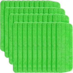 40 Pack Microfiber Cleaning Pads Machine Washable Replacement Head for Wet/Dry Mops Flat Reusable Household Replacement Mop Pad for Hardwood Floor Cleaning Scrubbing Fit Most Mops (Green)