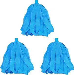 Microfiber Cloth Mop Replacement Blue Compatible with Standard 3/4 inch Threaded Poles  3 PCS (3 Microfiber Mop Heads)